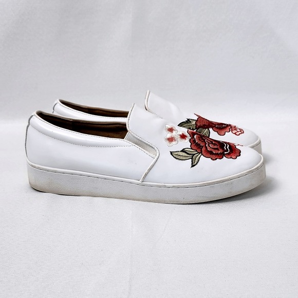 Vionic‎ Rose Floral Embroidered Slip On Comfort Shoe Womens 8.5 White Leather - Picture 5 of 9